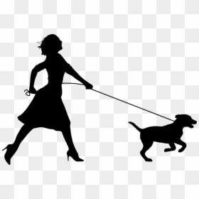 Woman Walking Dog Silhouette, HD Png Download - house silhouette png