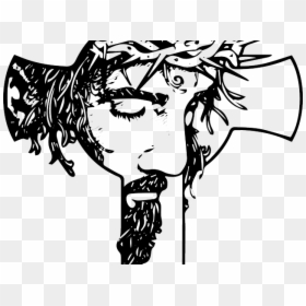 Jesus Face In Cross Drawing, HD Png Download - crown silhouette png