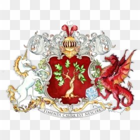 Custom Coat Of Arms With A Dragon And Unicorn, HD Png Download - dragon crest png
