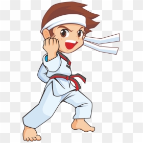 Clipart Boy Karate - Cartoon Taekwondo Drawing, HD Png Download - karate chop png
