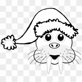 Bear Cartoon Clipart Black And White, HD Png Download - santa hat vector png