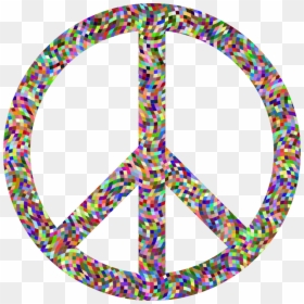 Prismatic Confetti Peace Sign - Peace Sign, HD Png Download - rainbow confetti png