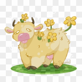A Fuzzy Yellow Cow With Yellow Flowers On Its Back - Minecraft Flower Cow Art, HD Png Download - minecraft hearts png