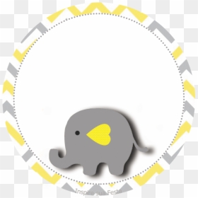 Baby Elephant In Grey And Yellow Chevron Toppers Or - Clipart Yellow Baby Shower Elephant, HD Png Download - baby elephant baby shower png