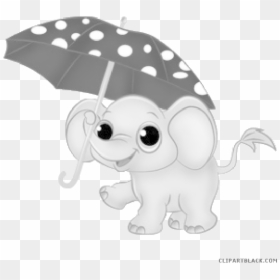 Animal Free Black White - Cute Baby Elephant Cartoon, HD Png Download - baby elephant baby shower png