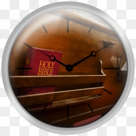 Usa New York New York City Close Up Of Bible On Wooden - Wall Clock, HD Png Download - church pew png