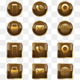Golden Icons Png Free - Gold Contact Icons Png, Transparent Png - gold icon png