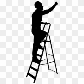 #hombre #escalera #silueta #love - Construction Worker Climbing Silhouette, HD Png Download - escalera png