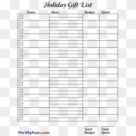 Blank Holiday Gift List Main Image - Holiday Gift List Template, HD Png Download - christmas list png