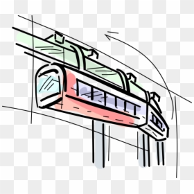 Vector Illustration Of Monorail Elevated Public Transportation, HD Png Download - monorail png
