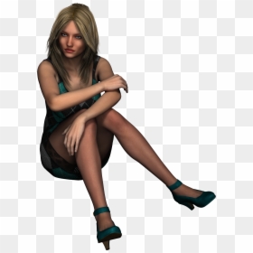 Female Sitting, HD Png Download - young png