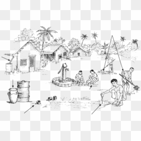 Zika-6a - House With People Drawing, HD Png Download - mano de sangre png