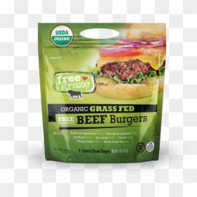Organic Grassfed Beef - Free Graze Organic Grass Fed Burgers, HD Png Download - burger patty png