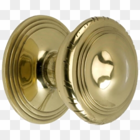 Large Circular Polished Brass Centre Door Knob - Circle, HD Png Download - doorknob png