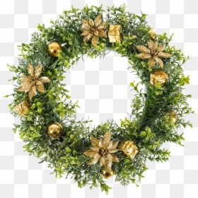Gold Christmas Wreath Png Photos - Gold Christmas Wreath, Transparent Png - gold christmas png