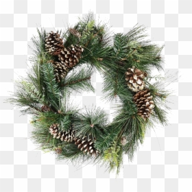 Gold Christmas Wreath Png Transparent Image - Christmas Wreath With Pinecones, Png Download - gold christmas png