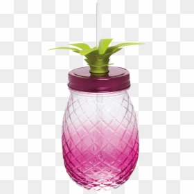 Slant Pink Ombre Pineapple - Glass Bottle, HD Png Download - pink pineapple png