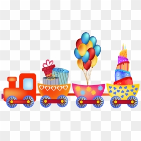 Hot Air Balloon Hd Cartoon Hand Drawn Small Train Toy - Happy Birthday Card Train, HD Png Download - tren png
