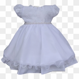 Vestido Branco Bebê Batizado E Noivinha Renda E Pérolas - Cocktail Dress, HD Png Download - renda png