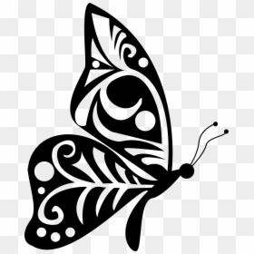 Tribal Wings Design Butterfly Side View - Side View Butterfly Silhouette, HD Png Download - tribal art png