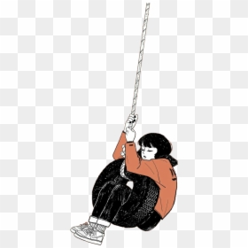 #girl #emotions #tire #swing  ⭐not My Draw - Sad Girl Wallpaper Iphone, HD Png Download - tire swing png