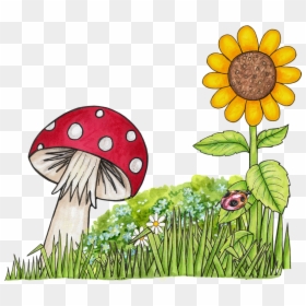Thumb Image - Flowers With Mushroom Clipart, HD Png Download - sunflower .png