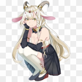 Anime Boobs Animal Ears Cleavage Dress Horns Tail Thigh-highs - Anime, HD Png Download - boobs.png