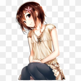 Anime Girl Brown Hair, HD Png Download - anime hair png