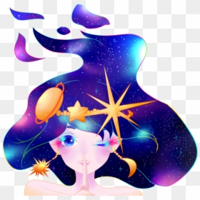 Anime Galaxy Girl Transparent, HD Png Download - anime hair png
