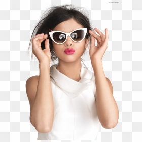 Tom Ford White Cat Eye Sunglasses, HD Png Download - selena gomez png