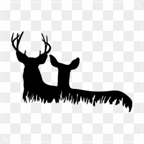 Laying Down Doe Deer Silhouette, HD Png Download - deer head silhouette png