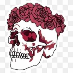 Skull With Flower Crown, HD Png Download - flowers png tumblr
