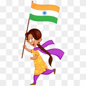 Girl With Indian Flag Clipart, HD Png Download - mayilpeeli png