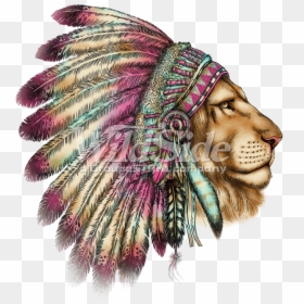 Indian Headdress Tattoo Lion, HD Png Download - indian cow png