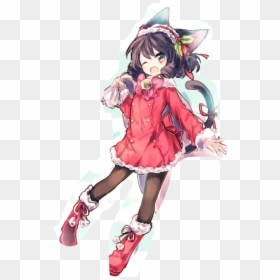 Chica Anime Neko, HD Png Download - fondos de navidad png