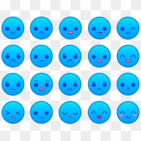 Blue Emoticons Set - Emoticon Blue, HD Png Download - emoji llorando png