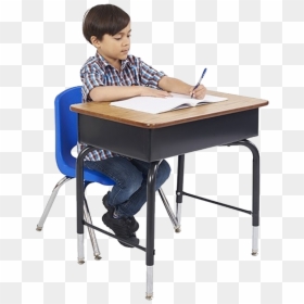 Open Front Desk With Metal Book Box And X Frame - Child Desk, HD Png Download - front desk png