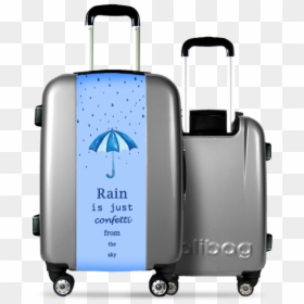 Grey Suitcase Rain And Confetti - Les Valises De Mariage 2018, HD Png Download - silver confetti png transparent