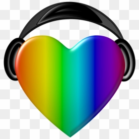 Rainbow Headphone Clipart, HD Png Download - rainbow hearts png