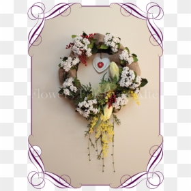 White And Coral Bridesmaid Bouquets, HD Png Download - rustic wreath png