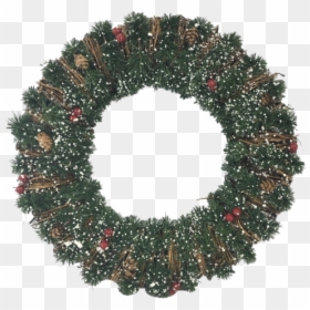 40cmd Frosted Natural Wreath, HD Png Download - rustic wreath png