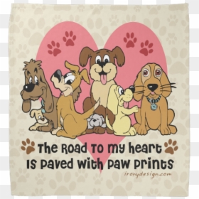 The Road To My Heart Dog Paw Prints Kerchiefs - Dog, HD Png Download - dog paw heart png