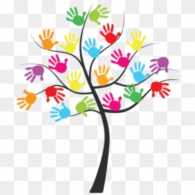 Daycare Clipart Departure - Tree With Hand Prints, HD Png Download - childcare png