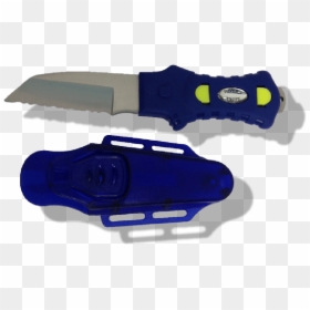 Angled Dive Knife With Hard Case - Utility Knife, HD Png Download - hand with knife png