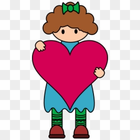 Girl Color Png Pixels - Clipart Of Girl With Heart, Transparent Png - valentine clipart png