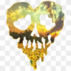 #skull #heart #skullheart #sunflower #sunset #sunflowerskull - Heart, HD Png Download - skull heart png
