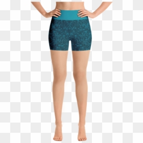 Teal Floral Ornaments Yoga Short Pants With A Small - Yoga Pants, HD Png Download - floral ornament png