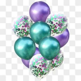 Metallic Confetti Latex Balloons Confetti Balloons - Balloon, HD Png Download - green confetti png