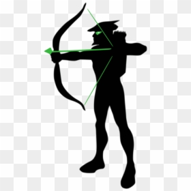 Green Arrow Silhouette Cartoon - Green Arrow Silhouette Png, Transparent Png - bow arrows png