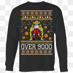Over 9000 Sweatshirt Son Goku Sweatshirt Son Goku Shirt - Ugly Christmas Sweaters Dragon Ball Z, HD Png Download - over 9000 png